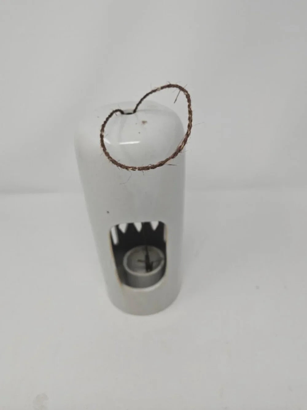 Vintage 1970 Stoneware Pottery Hanging Owl Fairy Lamp Candleholder Knobler Japan